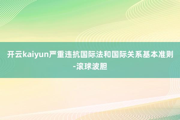 开云kaiyun严重违抗国际法和国际关系基本准则-滚球波胆