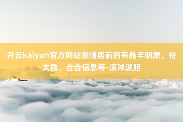 开云kaiyun官方网站涨幅居前的有晶丰明源、裕太微、合合信息等-滚球波胆