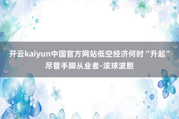 开云kaiyun中国官方网站低空经济何时“升起”尽管手脚从业者-滚球波胆